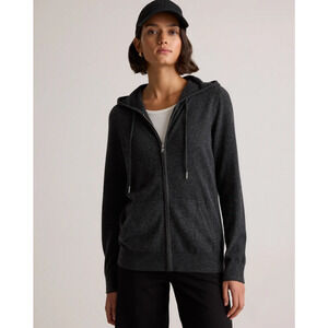 Quince Women Mongolian Cashmere Full-Zip Hoodie Charcoal L NWT